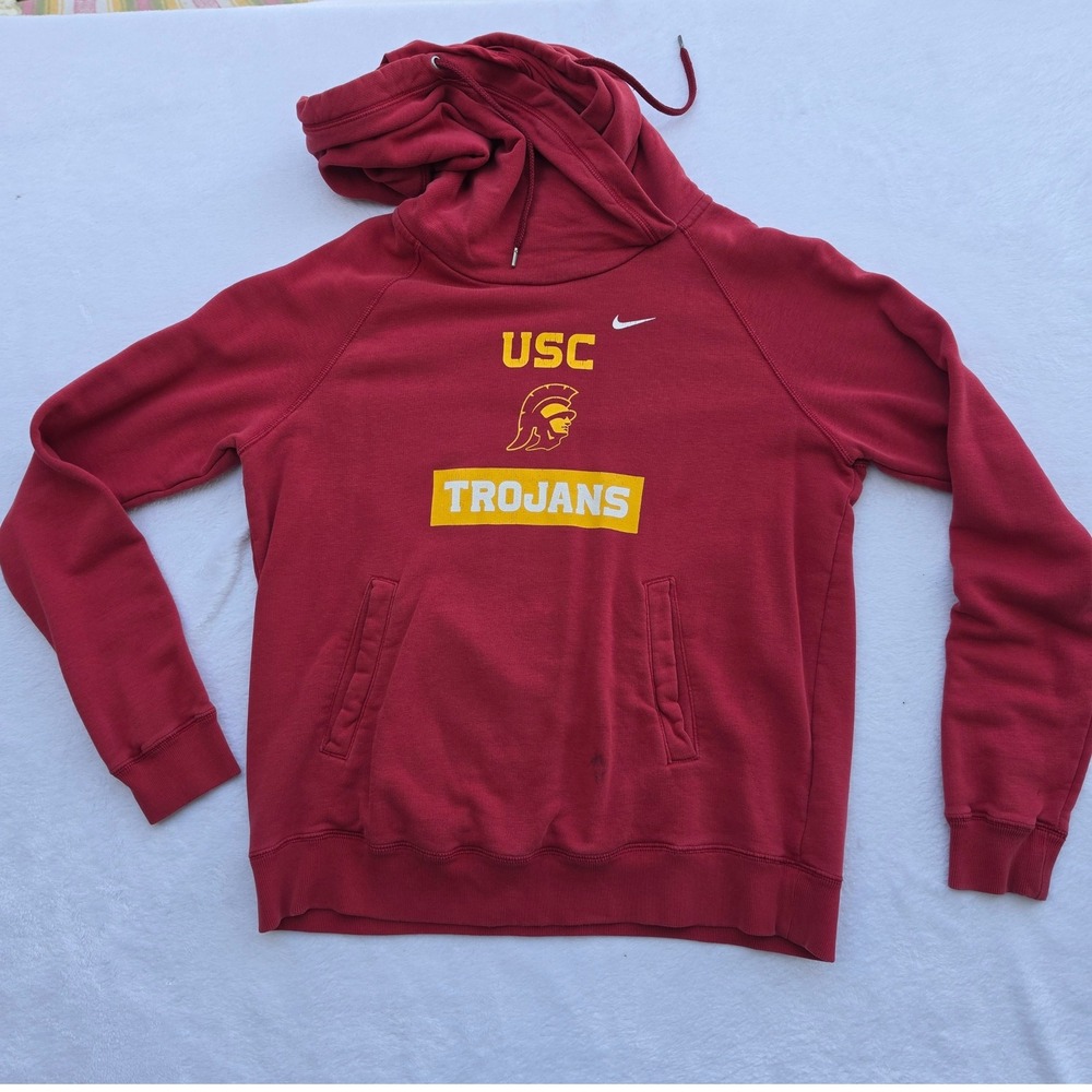 Nike USC Trojans Hoodie Mens Large Red Pullover Sweatshirt NCAA Football Logo